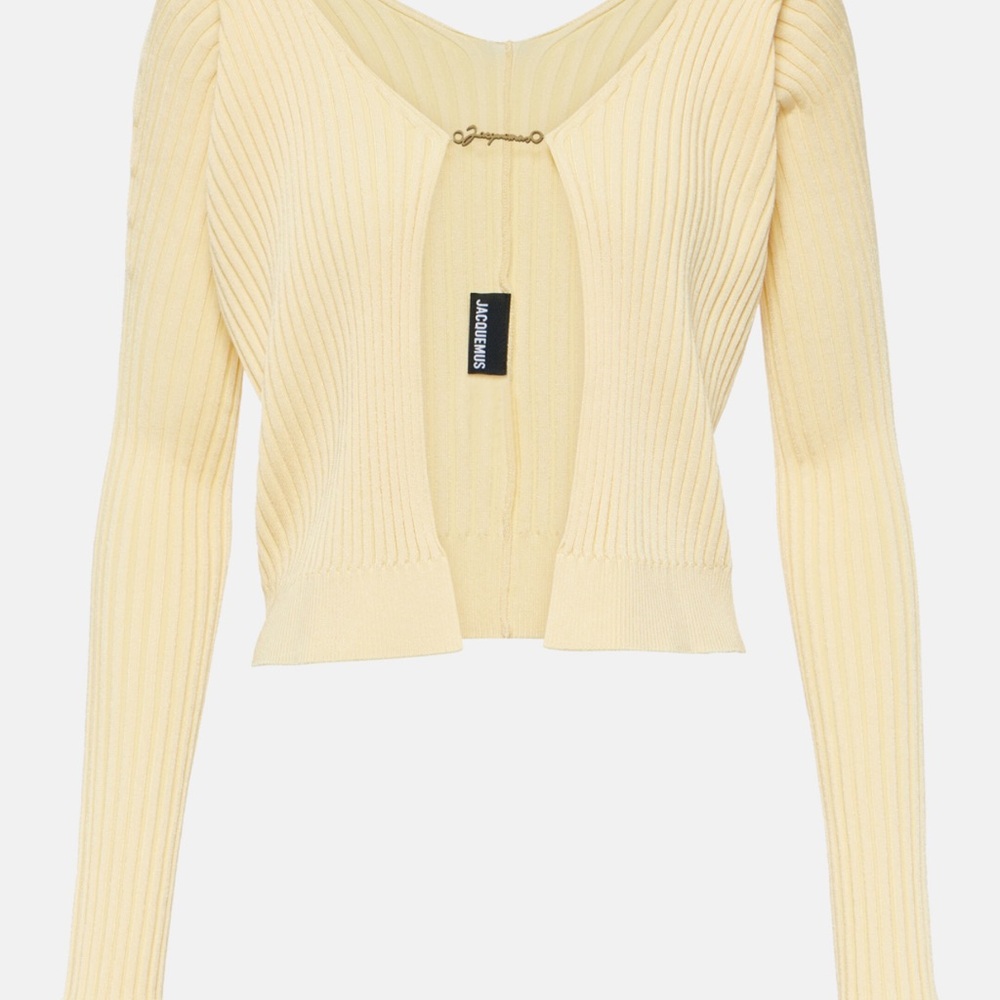 Jacquemus Creamy Yellow Ribbed Knit Top